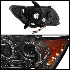 218.34 Spyder Projector Headlights Scion tC (05-06-07) with LED Halo - Black / Smoke - Redline360