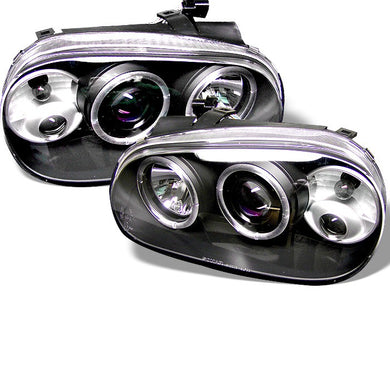 286.20 Spyder Projector Headlights VW Golf IV (1999-2005) with LED Halo - Black - Redline360