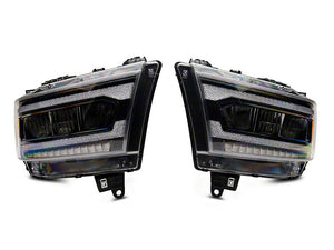 Raxiom Projector Headlights Dodge Ram 1500 w/ Factory Halogen (19-23) [LED DRL] Black Housing/ Clear Lens