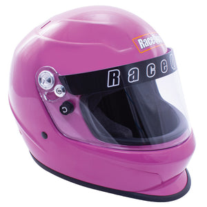 249.95 RaceQuip PRO Youth Kids SFI 24.1 Auto Racing Full Face Helmet - Black/White/Steel/Pink - Redline360