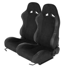 Load image into Gallery viewer, 379.00 Spec-D Racing Seats (Black Suede / Black Stitching) Black/Blue/Red Reclining - Pair - Redline360 Alternate Image