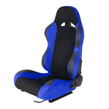 Load image into Gallery viewer, 379.00 Spec-D Racing Seats (Black Suede / Black Stitching) Black/Blue/Red Reclining - Pair - Redline360 Alternate Image