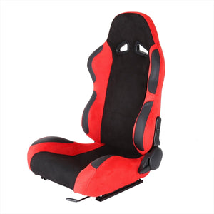 379.00 Spec-D Racing Seats (Black Suede / Black Stitching) Black/Blue/Red Reclining - Pair - Redline360
