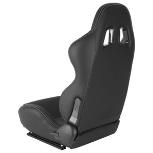 397.00 Spec-D Racing Seats (Black PVC Leather / White Stitching) Black/Blue/Red - Pair - Redline360
