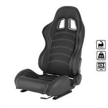 Load image into Gallery viewer, 397.00 Spec-D Racing Seats (Black PVC Leather / White Stitching) Black/Blue/Red - Pair - Redline360 Alternate Image