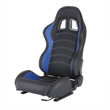 Load image into Gallery viewer, 397.00 Spec-D Racing Seats (Black PVC Leather / White Stitching) Black/Blue/Red - Pair - Redline360 Alternate Image