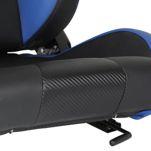 415.00 Spec-D Racing Seats (Black PVC Leather / White Stitching) Yellow/Blue/Red - BRAUM Style - Pair - Redline360