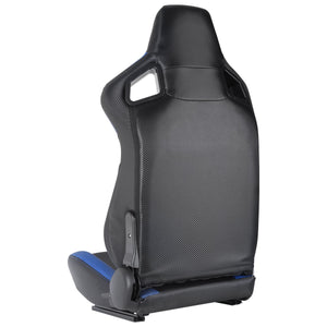 415.00 Spec-D Racing Seats (Black PVC Leather / White Stitching) Yellow/Blue/Red - BRAUM Style - Pair - Redline360