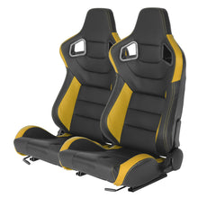 Load image into Gallery viewer, 415.00 Spec-D Racing Seats (Black PVC Leather / White Stitching) Yellow/Blue/Red - BRAUM Style - Pair - Redline360 Alternate Image