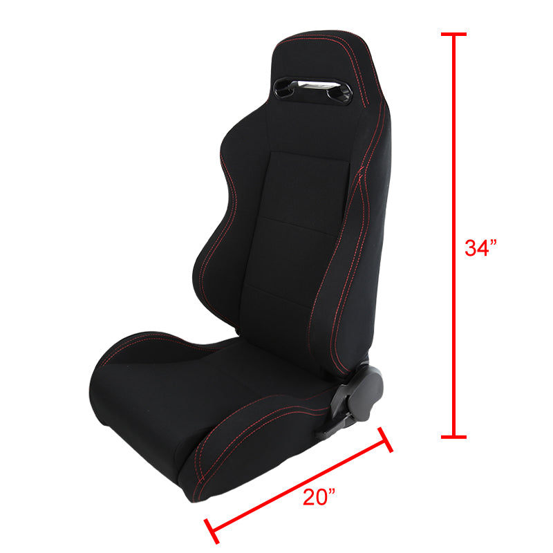 Spec-D Racing Seats (Recaro Style - Pair - Reclining) Black Cloth w/ D ...