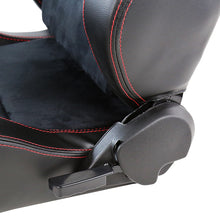 Load image into Gallery viewer, 215.00 Spec-D Racing Seats [Recaro Style - Black PVC Suede/Red Stitch) Pair - Redline360 Alternate Image
