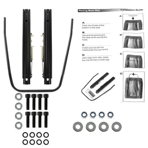 215.00 Spec-D Racing Seats [EVO Style - Black w/ Carbon Fiber Pattern) Pair w/ Sliders - Redline360