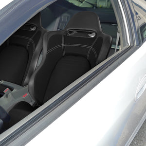 215.00 Spec-D Racing Seats [EVO Style - Black w/ Carbon Fiber Pattern) Pair w/ Sliders - Redline360