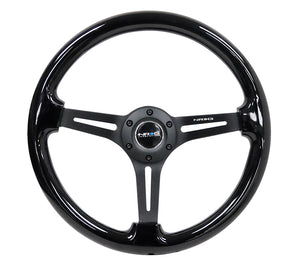 149.00 NRG Steering Wheels (350mm Black Wood - 3" Deep Dish) RST-018BK-BK - Redline360