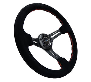 129.95 NRG Steering Wheels (Suede - Red Stitch - 350mm - 3" Deep Dish) RST-018S-RS - Redline360