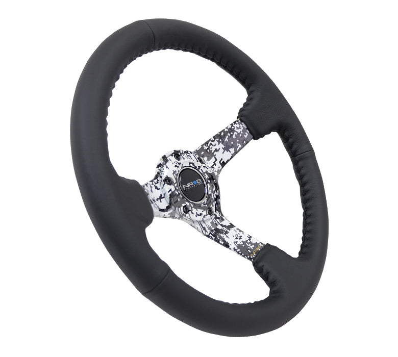 147.95 NRG Steering Wheels (Leather - Black Baseball Stitch - 350mm - 3