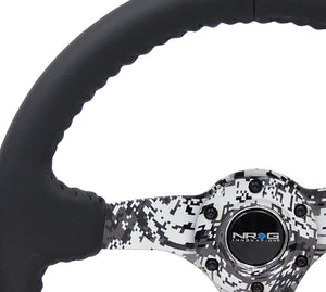 147.95 NRG Steering Wheels (Leather - Black Baseball Stitch - 350mm - 3" Deep Dish) Camo - Redline360