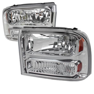 149.95 Spec-D Crystal Headlights Ford Excursion (2000-2004) w/ or w/o LED Light Bar - Redline360