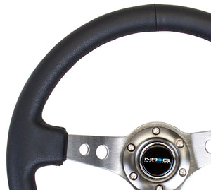 107.95 NRG Steering Wheels (Leather - Black Stitch - 350mm - 3" Deep Dish) Gunmetal - Redline360