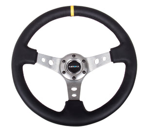 107.95 NRG Steering Wheels (Leather - Black Stitch - 350mm - 3" Deep Dish) Gunmetal - Redline360