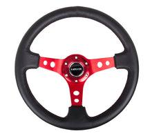 Load image into Gallery viewer, 107.95 NRG Steering Wheels (Leather - Black Stitch - 350mm - 3&quot; Deep Dish) Red Round Holes - Redline360 Alternate Image
