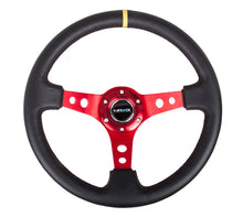Load image into Gallery viewer, 107.95 NRG Steering Wheels (Leather - Black Stitch - 350mm - 3&quot; Deep Dish) Red Round Holes - Redline360 Alternate Image