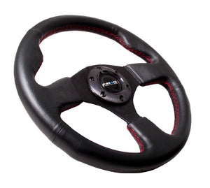 105.00 NRG Steering Wheels (320mm - Premium Black Leather - 5mm Spokes) RST-012R - Redline360