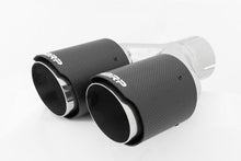 Load image into Gallery viewer, MBRP Exhaust Tip [T304 Stainless Steel / 2.5" w/ Dual 3.5" Out / 9.5" length, Single wall] Polished / Blue Burnt / Carbon Fiber - Carbon Fiber Alternate Image