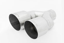 Load image into Gallery viewer, MBRP Exhaust Tip [T304 Stainless Steel / 2.5" w/ Dual 3.5" Out / 9.5" length, Single wall] Polished / Blue Burnt / Carbon Fiber - T304 Stainless Steel Alternate Image