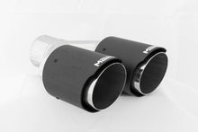 Load image into Gallery viewer, MBRP Exhaust Tip [T304 Stainless Steel / 2.5" ID / Dual 3.5" OD Out / 9.5" length, Single wall] T304 Stainless / Burnt End Tip / Carbon Fiber - T304 Stainless Steel Alternate Image