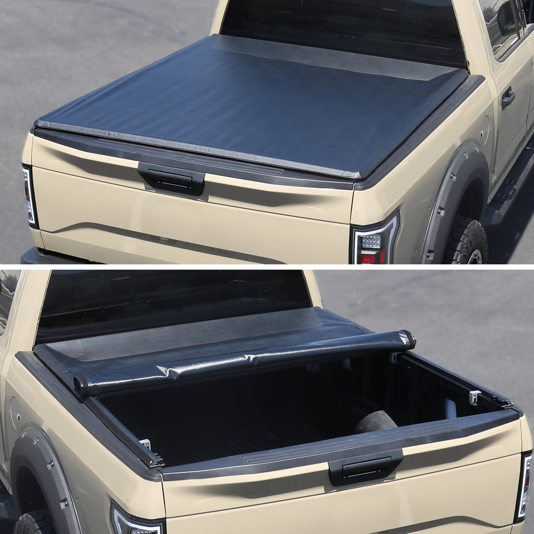 199.95 Spec-D Tonneau Cover Toyota Tundra Double Cab / CrewMax (2000-2019) Roll Up Vinyl w/ Light - Redline360