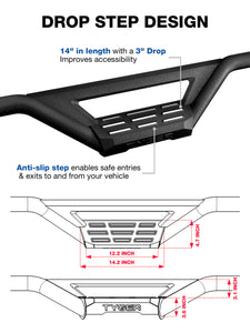 448.00 Tyger Drop Step Bars Dodge Ram 1500 Crew Cab (2019-2022) Textured Black - Redline360