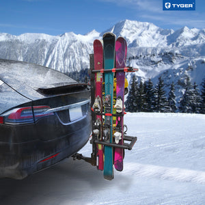 289.00 Tyger Hitch Mounted Ski Rack 1.25" & 2" Hitch Receiver [6 Pair Skis or 4 Snowboards] TG-RK1B707B - Redline360