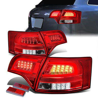 DNA LED Tail Lights Audi A4 / S4 Wagon (05-08) w/ 3D LED Bar - Clear / Red / Dark Red Lens