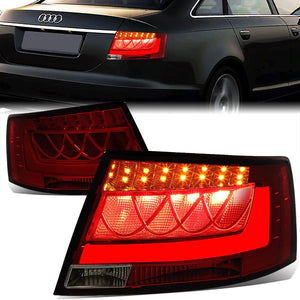 DNA LED Tail Lights Audi S6 (2007-2008) w/ 3D LED Light Tube - Red or Dark  Red Lens