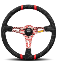 Load image into Gallery viewer, 259.95 MOMO Steering Wheel (Ultra - Suede - 350mm) Yellow / Red / Blue Marker - Redline360 Alternate Image
