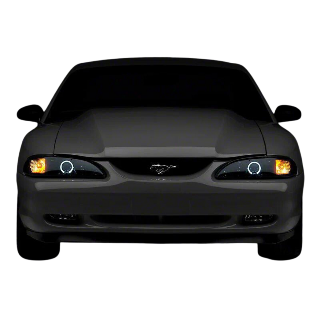 Raxiom Projector Headlights Ford Mustang SN95 (94-98) [LED Halo] Black Housing/ Smoked Lens