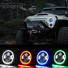 Load image into Gallery viewer, 152.99 Xprite 7" 90W LED Headlights Jeep Wrangler (97-18) White / Red / Blue / Green Halo - Redline360 Alternate Image