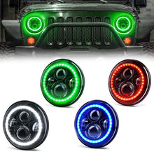 Load image into Gallery viewer, Xprite LED Headlights AM General Hummer (92-01) Land Rover Defender 90/110 7" 90W G2 w/ Halo - Blue / Green / Red / White - Blue Alternate Image