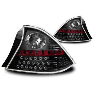 119.09 Winjet LED Tail Lights Honda Civic Coupe (2001-2003) Black / Smoke - Redline360