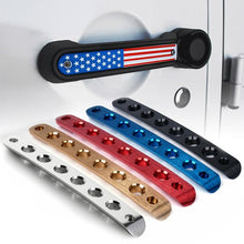 Load image into Gallery viewer, Xprite Door Handle Trim Inserts Jeep Wrangler JK (2007-2018) Brushed Aluminum - Black/Blue/Flag/Red/Silver - Black 3pcs Alternate Image