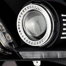 Load image into Gallery viewer, 695.00 AlphaRex Dual LED Projector Headlights Ford Mustang w/ Halogen Lights [LUXX Series - Switchback DRL &amp; Sequential Signal] (10-12) Alpha-Black / Black / Chrome - Redline360 Alternate Image