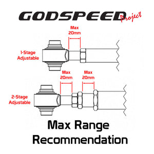 204.00 Godspeed Toe Arms Dodge Charger (06-21) Challenger (08-21) Adjustable Rear Pair - Redline360