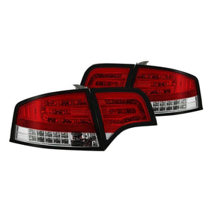 Spyder LED Tail Lights Audi A4 Sedan (2006-2008) Black / Red Clear