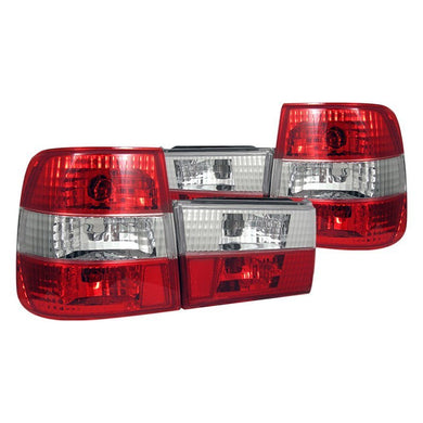127.75 Spyder Euro Style Tail Lights BMW 5 Series E34 (1988-1995) Red Clear - Redline360