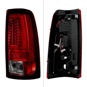 223.38 Spyder V2 LED Tail Lights Chevy Silverado (03-07) [w/ LED Light Bar] Black / Black Smoke / Chrome / Red Clear / Red Smoke / Smoke - Redline360