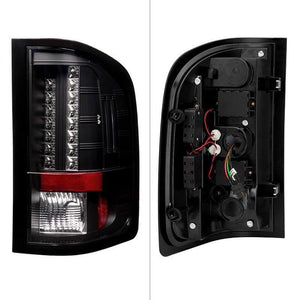 225.53 Spyder LED Tail Lights Chevy Silverado 1500 (07-13) 2500HD/3500HD (07-14) Black / Black Smoke / Red Smoke / Red Clear - Redline360