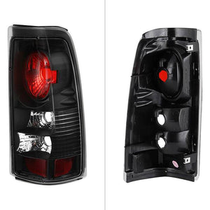 81.36 Spyder Euro Style Tail Lights Chevy Silverado 1500/2500 (99-02) [Non-Stepside] Black / Chrome / Black Smoke / Smoke - Redline360