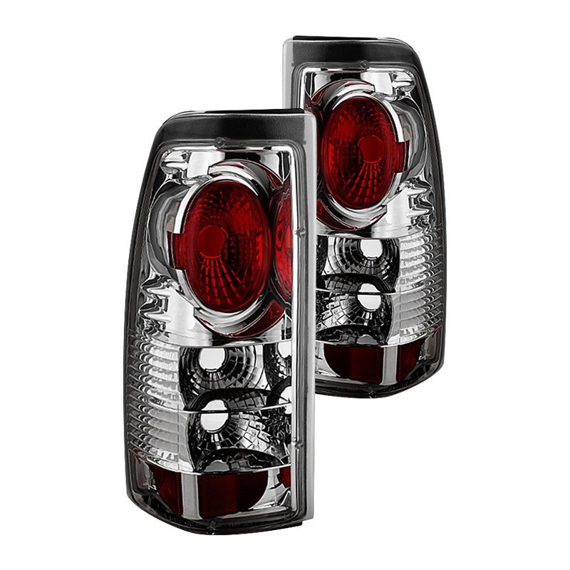 81.36 Spyder Euro Style Tail Lights Chevy Silverado 1500/2500 (99-02) [Non-Stepside] Black / Chrome / Black Smoke / Smoke - Redline360