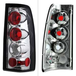 81.36 Spyder Euro Style Tail Lights Chevy Silverado 1500/2500 (99-02) [Non-Stepside] Black / Chrome / Black Smoke / Smoke - Redline360